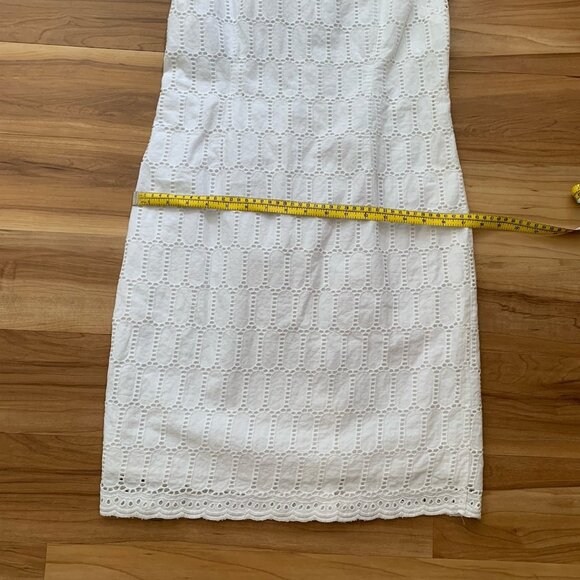 Ann Taylor Sleeveless Eyelet Lace White Midi Dress Size 4 Lined Zip Cotton - Picture 4 of 9